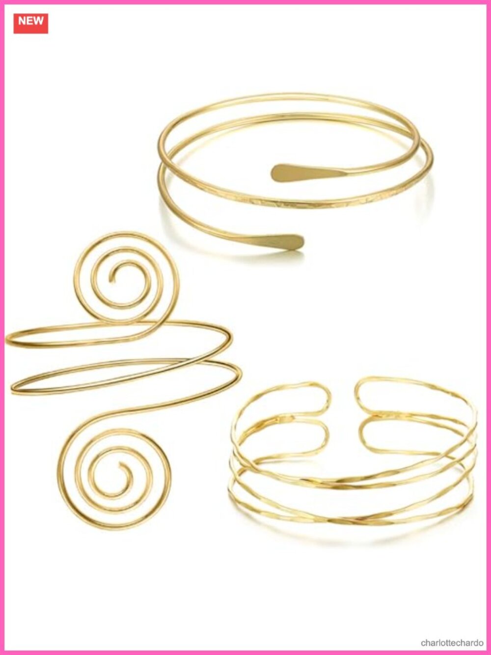 3PCS Adjustable Arm Cuffs Women Cuff Bracelets Set